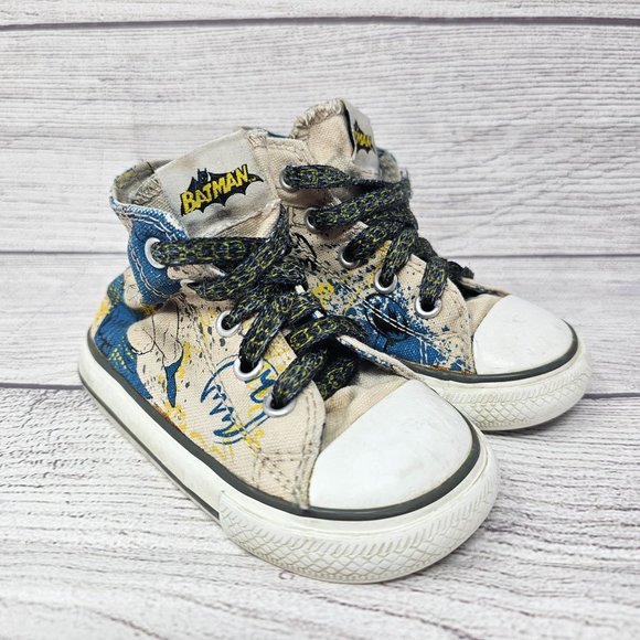 RARE‎ Converse All-Star DC Comic BATMAN Hi Shoes Toddler Size 6 - Picture 7 of 10